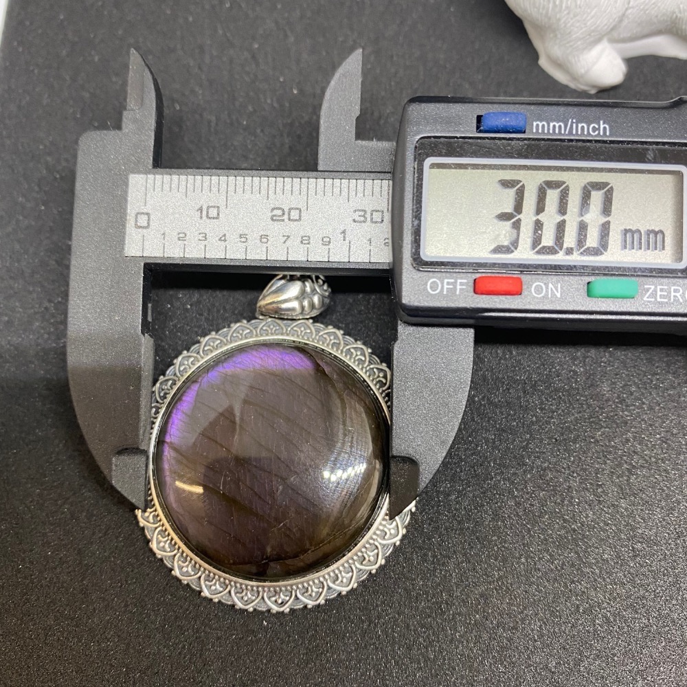 紫色大圓拉長石項鍊 拉長石吊墜-細節圖3