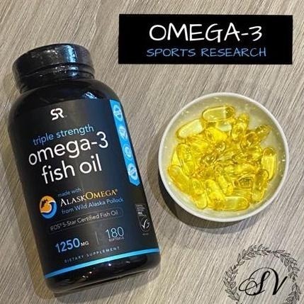 免運✅魚油🐠Sports Research Omega-3深海魚油膠囊🐟1250mg 180粒 野生阿拉斯加鱈魚油DHA-細節圖2