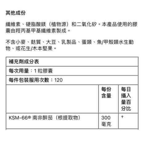 2瓶免運🌿南非醉茄膠囊  Ashwagandha Capsule 印度人參 300毫克 120粒-細節圖4