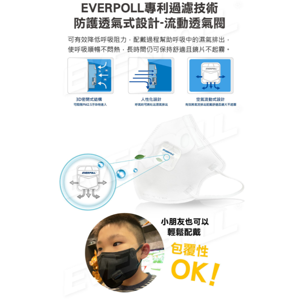 everpoll PM2.5防霾口罩(透氣閥)(G-02)-細節圖4