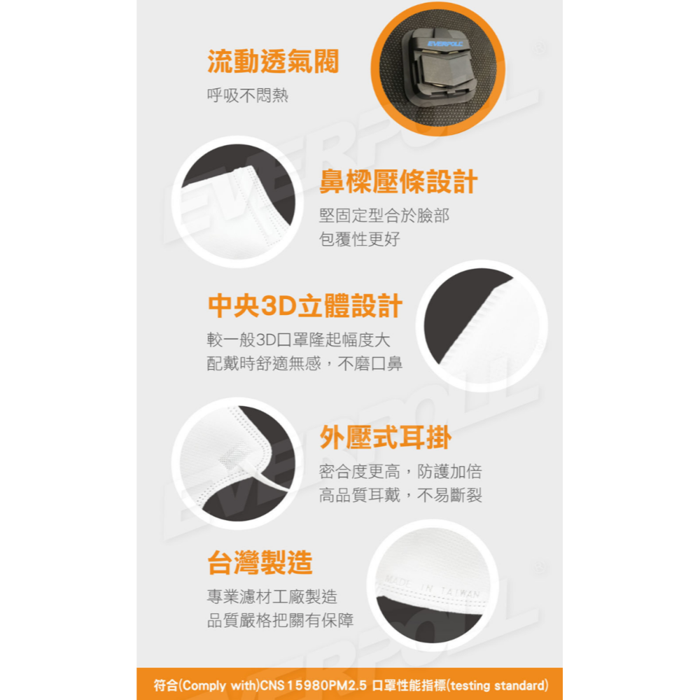 everpoll PM2.5防霾口罩(透氣閥)(G-02)-細節圖5