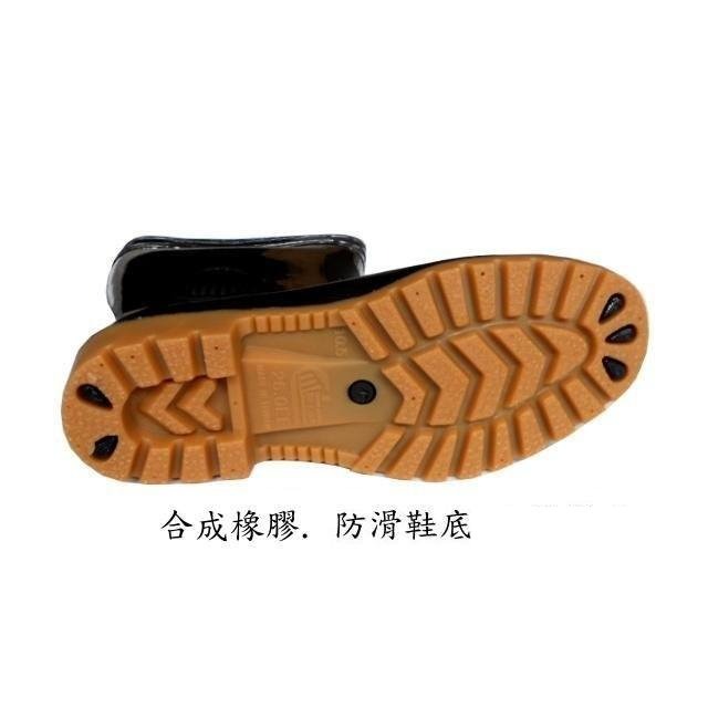 【雨鞋 雨鞋男 登山雨鞋】長筒雨鞋 皇力牌雨鞋 高級男用全長雙色雨鞋-護口型(加長皮套)工作雨鞋 高筒雨鞋【安安大賣場】-細節圖3