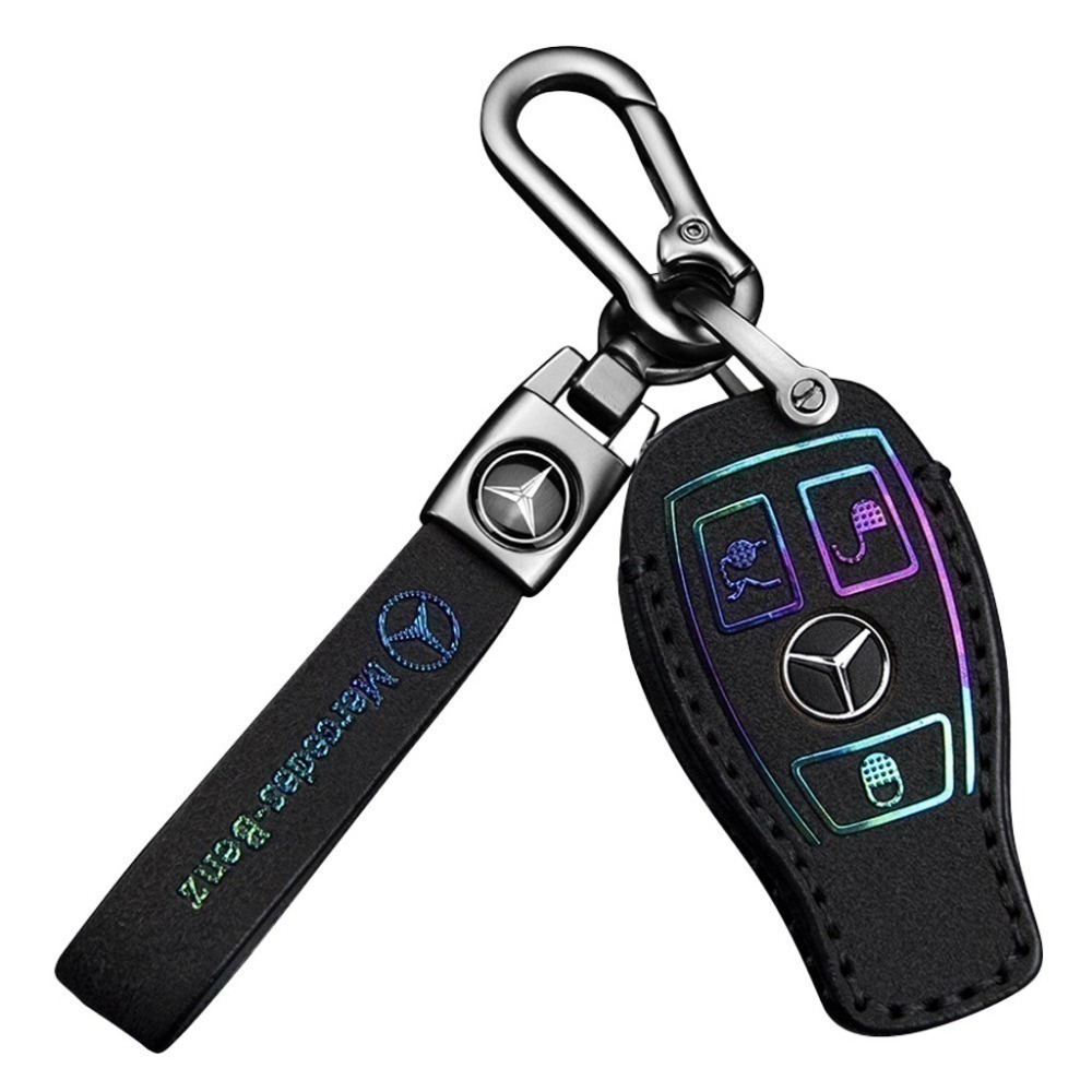 [現貨]賓士鑰匙套-Benz鑰匙皮套-賓士鑰匙圈-賓士專用-鑰匙扣環-賽車級麂皮-精美鐵盒裝[車用配件]-細節圖2
