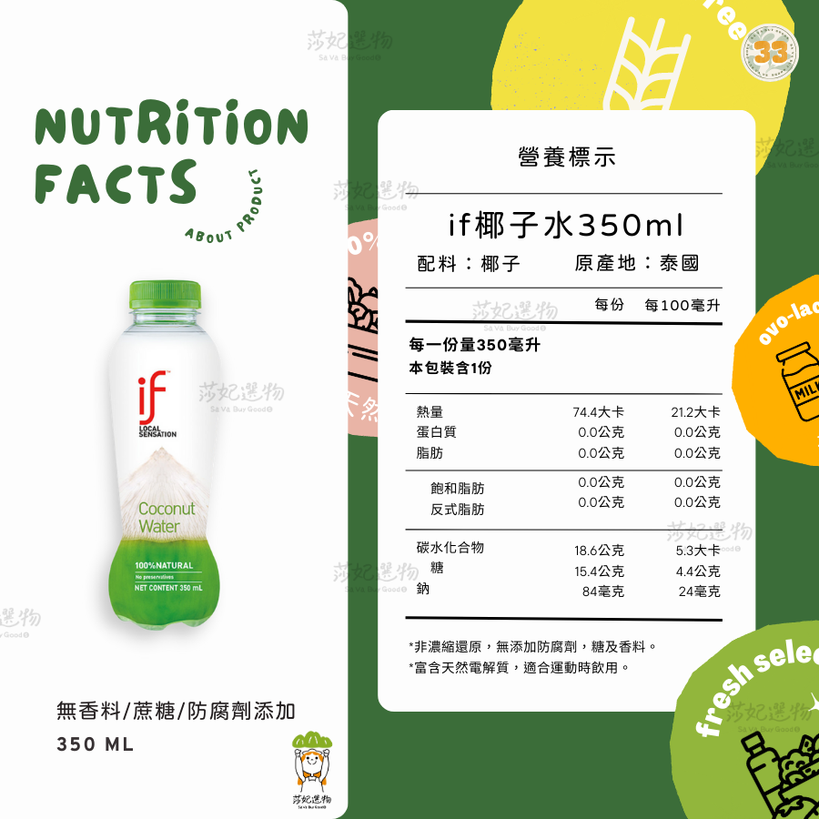 六入組）if椰子水 綠瓶/藍瓶 350ml if 椰子水-細節圖2