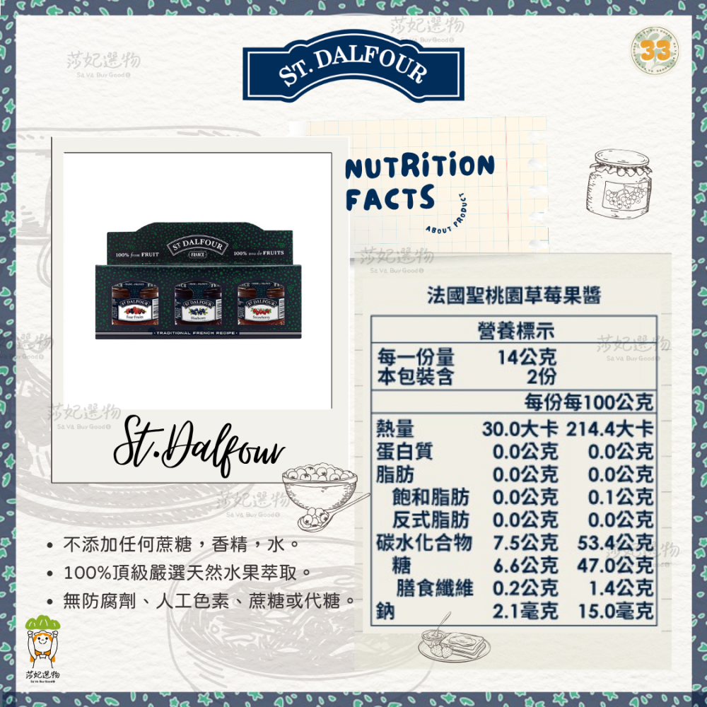 聖桃園果醬 28g*3入一組 (四果綜合、藍莓、草莓)-細節圖4