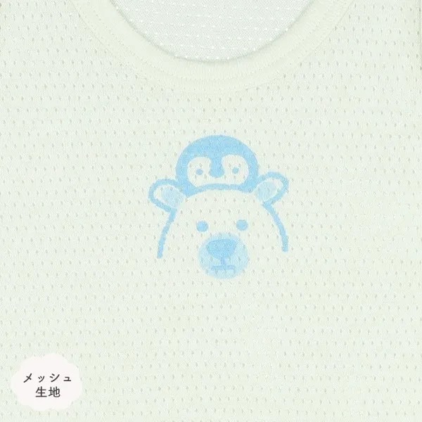 日本西松屋｜北極熊企鵝小夥伴網眼無袖包屁衣-三件組  童裝 日本代購-細節圖2
