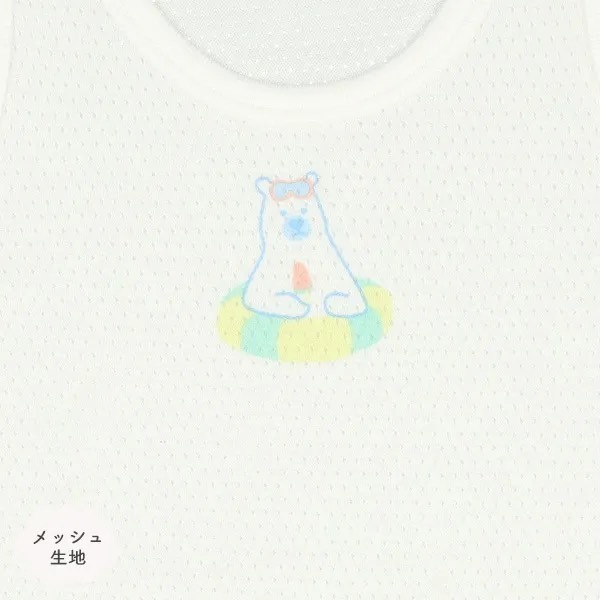 日本西松屋｜北極熊企鵝小夥伴網眼無袖包屁衣-三件組  童裝 日本代購-細節圖4