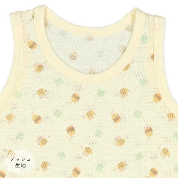 日本西松屋｜愛吃蜂蜜的熊網眼無袖包屁衣-三件組 童裝 日本代購-細節圖2