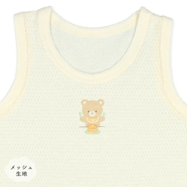 日本西松屋｜愛吃蜂蜜的熊網眼無袖包屁衣-三件組 童裝 日本代購-細節圖3