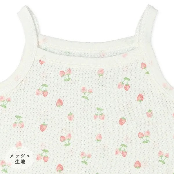 日本西松屋｜草莓櫻桃網眼無袖包屁衣-三件組 童裝 日本代購-細節圖3