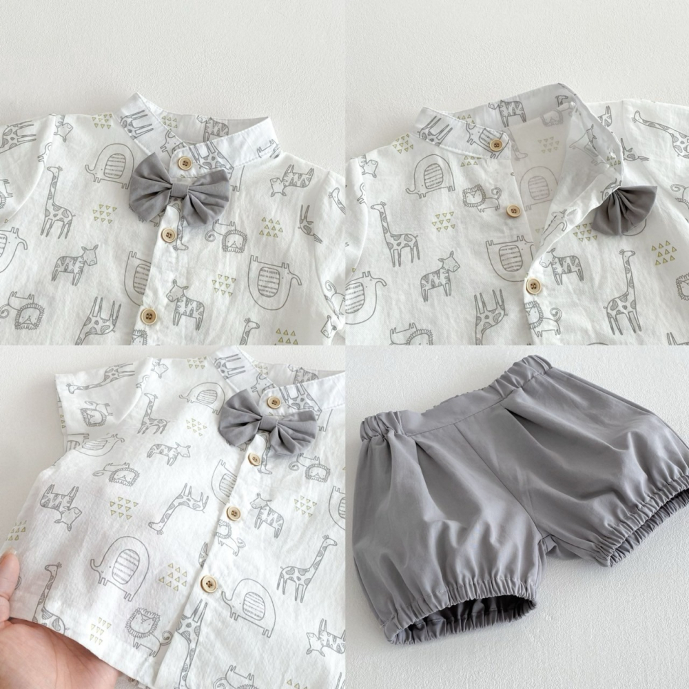 紳士風動物印花套裝 童裝 兒童套裝 寶寶套裝 休閒套裝 男童套裝 男寶套裝-細節圖4