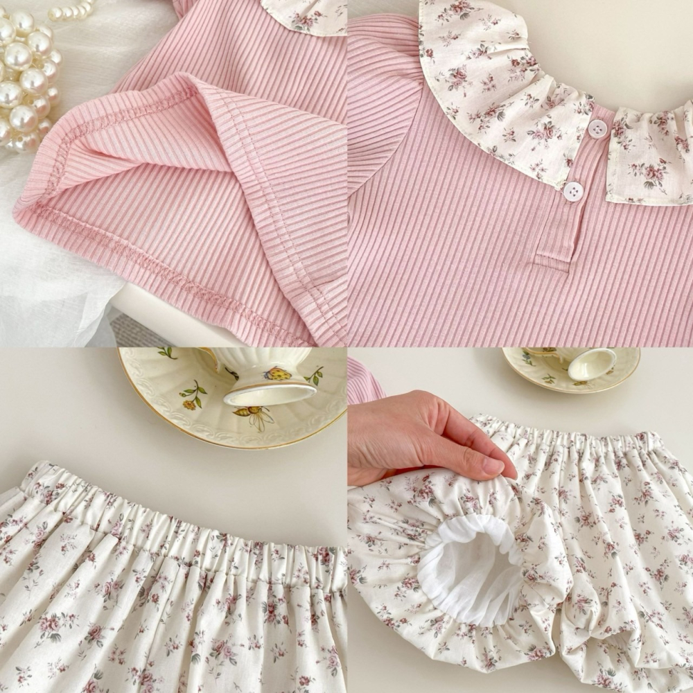 氣質小碎花套裝 童裝 兒童套裝 寶寶套裝 休閒套裝 女童套裝 女寶套裝 小碎花穿搭-細節圖7