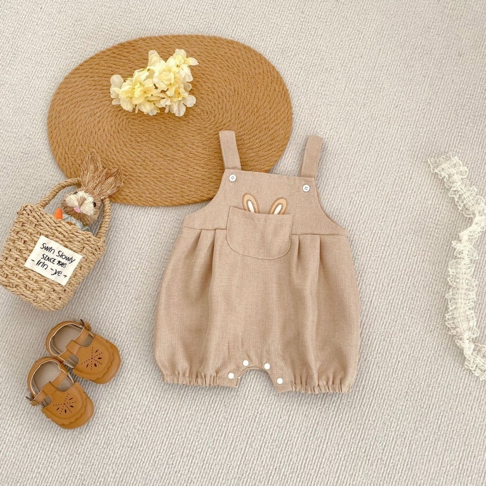可愛兔耳朵吊帶連身衣 童裝 寶寶包屁衣 寶寶吊帶褲 女寶包屁衣-細節圖2