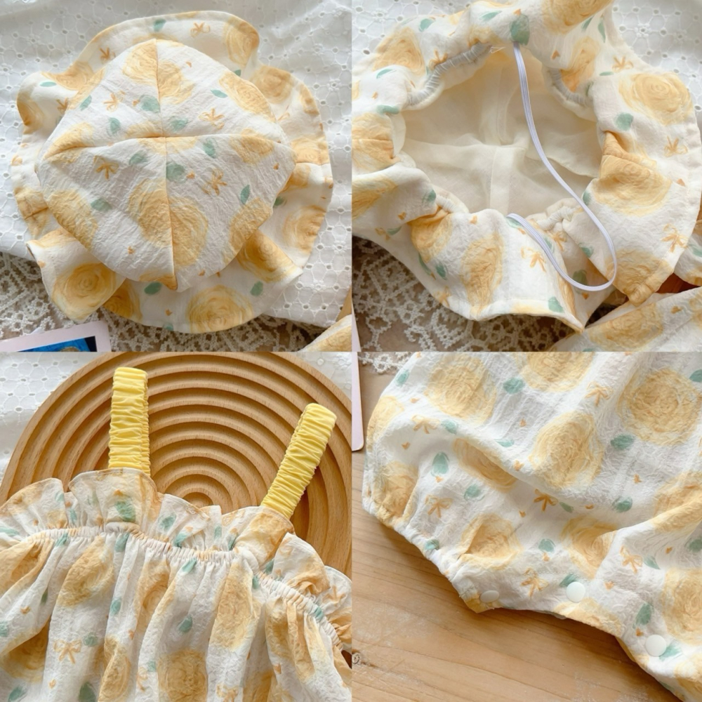 甜美玫瑰吊帶爬服 童裝 寶寶包屁衣 女寶包屁衣-細節圖4