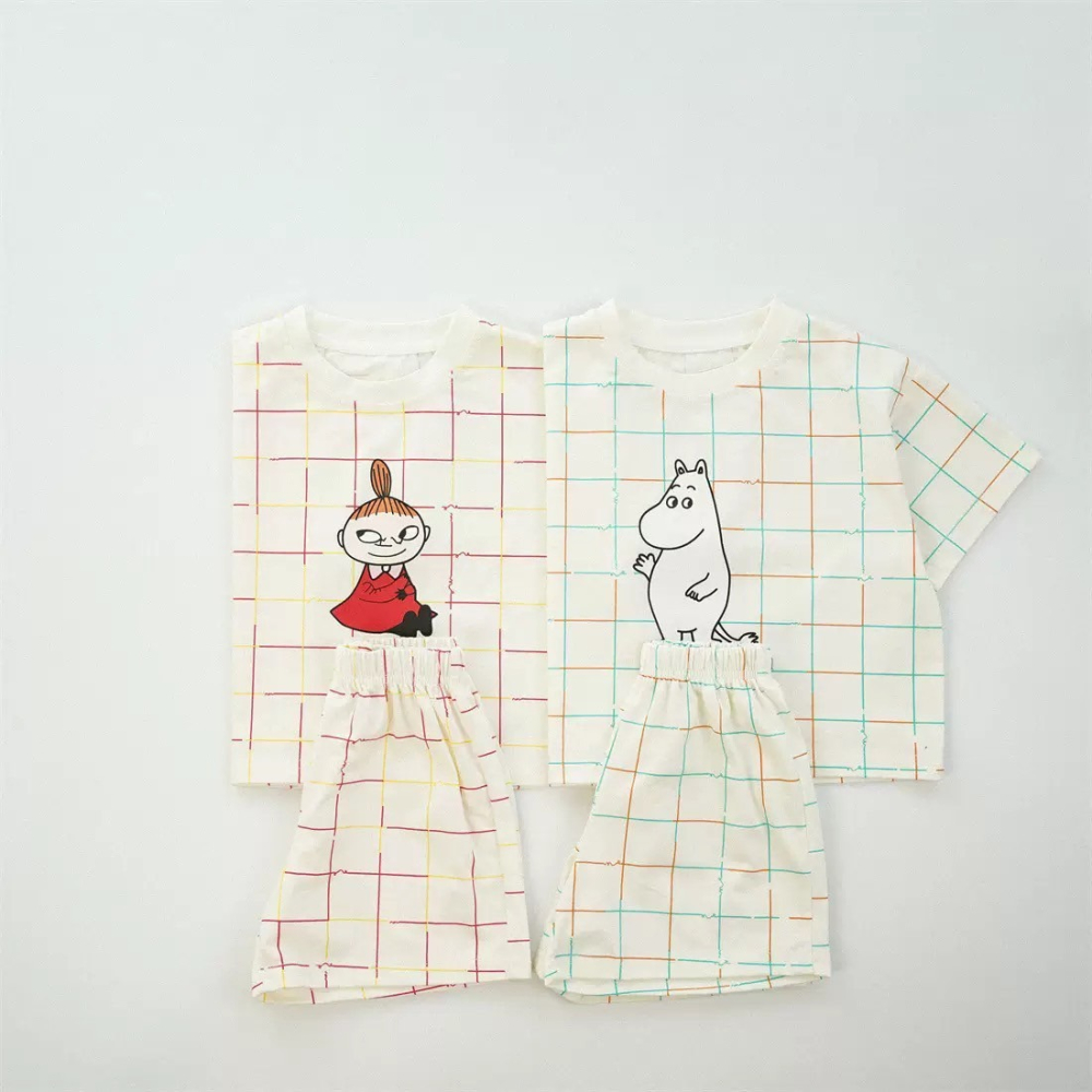 卡通格紋休閒套裝 童裝 兒童套裝 寶寶套裝 休閒套裝 男童套裝 女童套裝 女寶套裝 男寶套裝-細節圖3