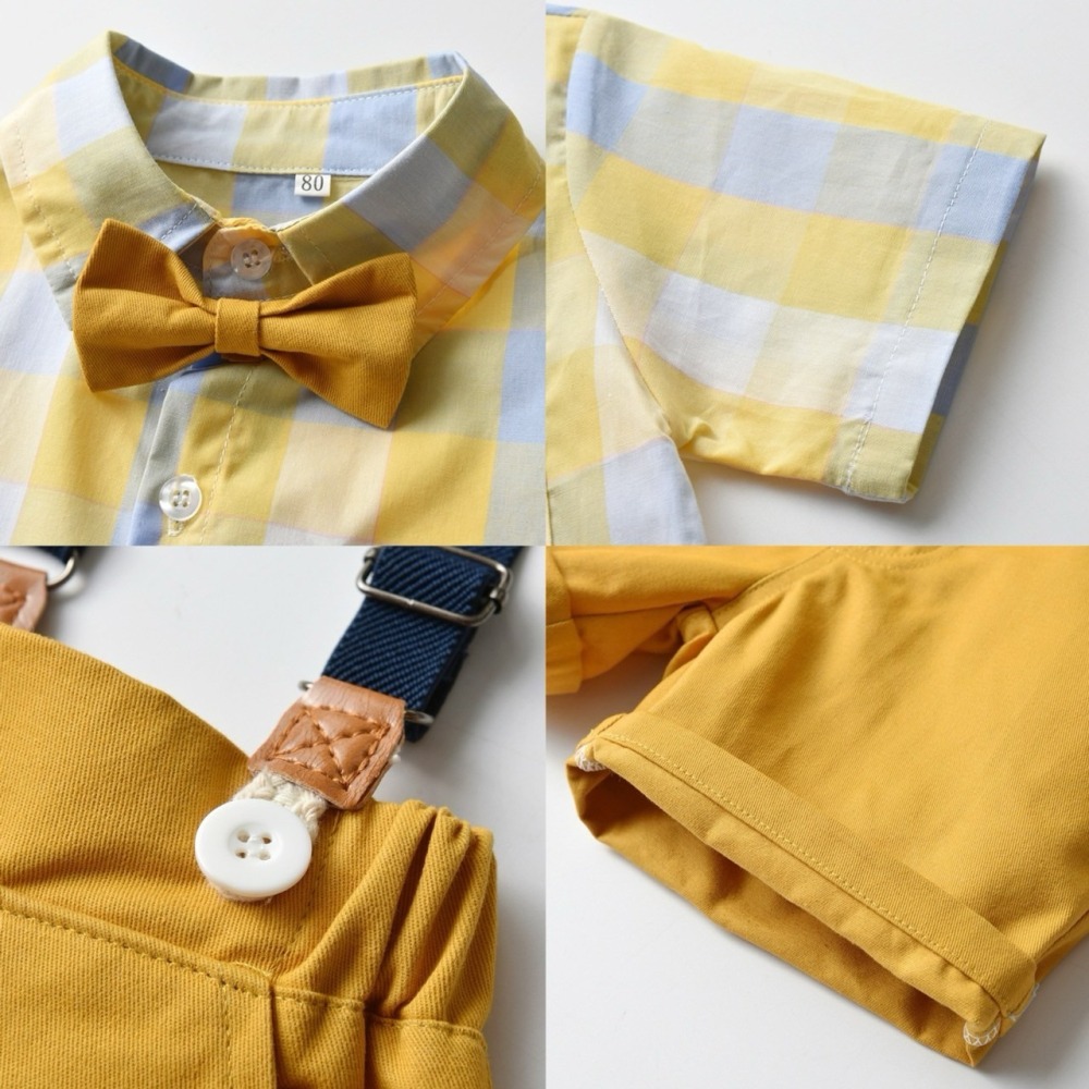 學院風格子背帶褲套裝 童裝 兒童套裝 寶寶套裝 休閒套裝 男童套裝 男寶套裝 週裝套裝 週裝穿搭-細節圖4