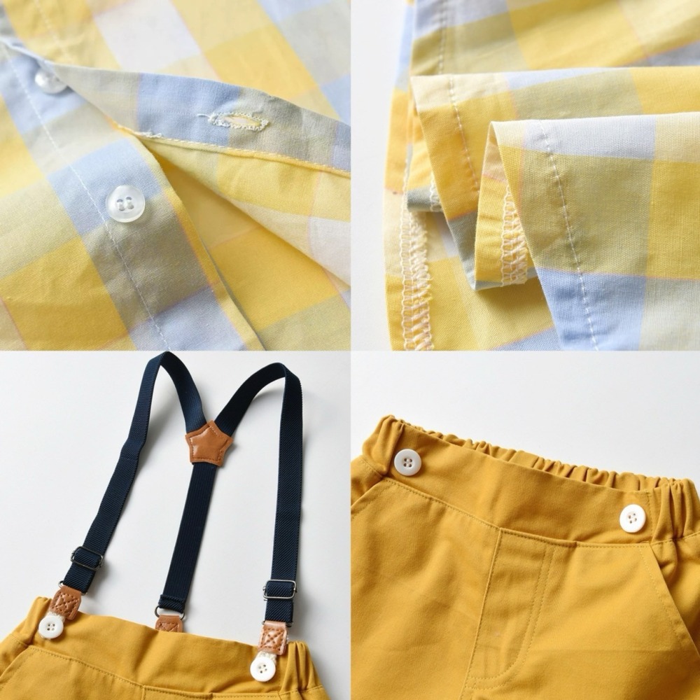 學院風格子背帶褲套裝 童裝 兒童套裝 寶寶套裝 休閒套裝 男童套裝 男寶套裝 週裝套裝 週裝穿搭-細節圖5