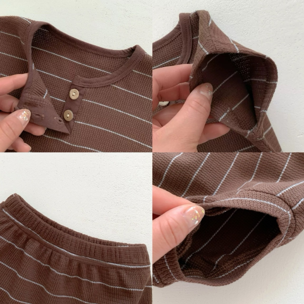 條紋華夫格套裝 童裝 寶寶包屁衣 女寶包屁衣 男寶包屁衣-細節圖3