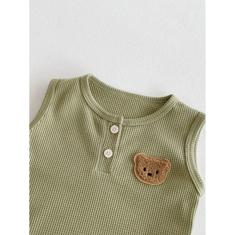 華夫格小熊無袖套裝 童裝 兒童套裝 寶寶套裝 休閒套裝 男童套裝 女童套裝 女寶套裝 男寶套裝-細節圖6