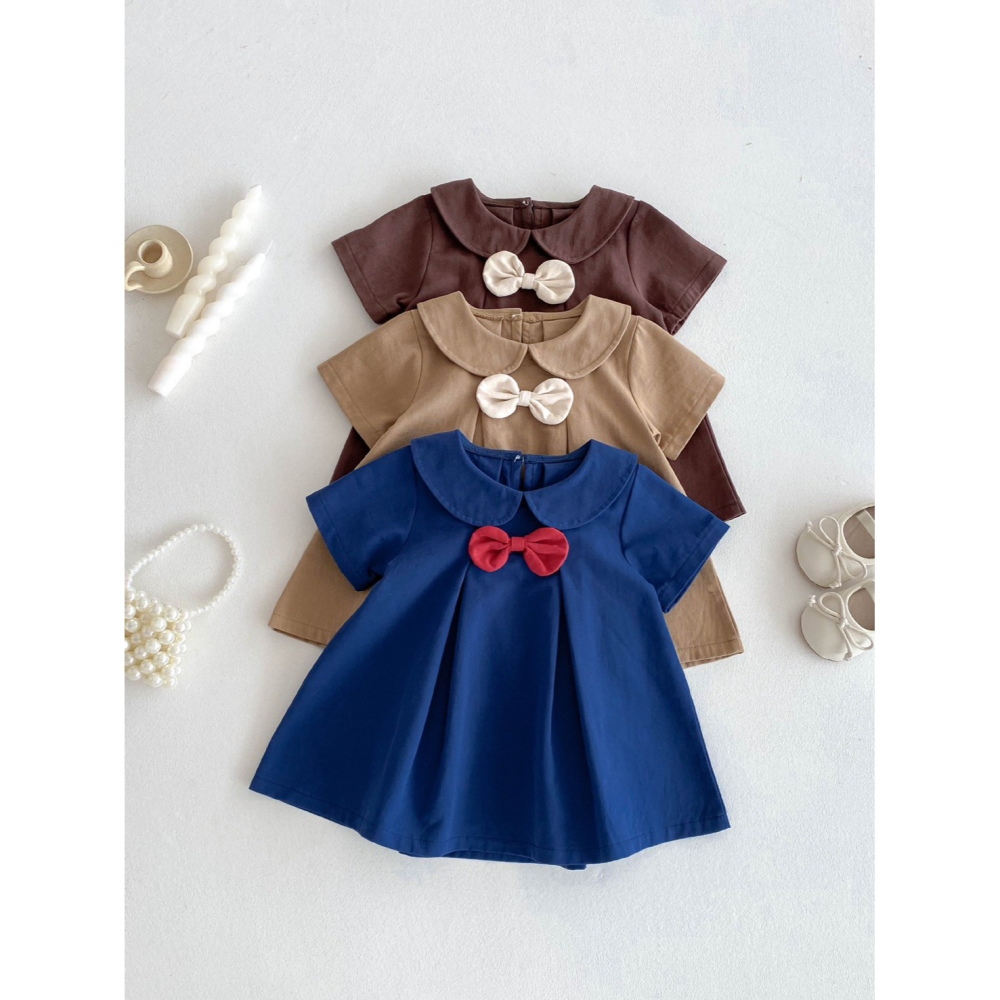 學院風蝴蝶結連身裙 童裝 女童洋裝 女寶洋裝 寶寶洋裝 兒童洋裝 女童裙子 女寶裙子 寶寶裙子 兒童裙子-細節圖3