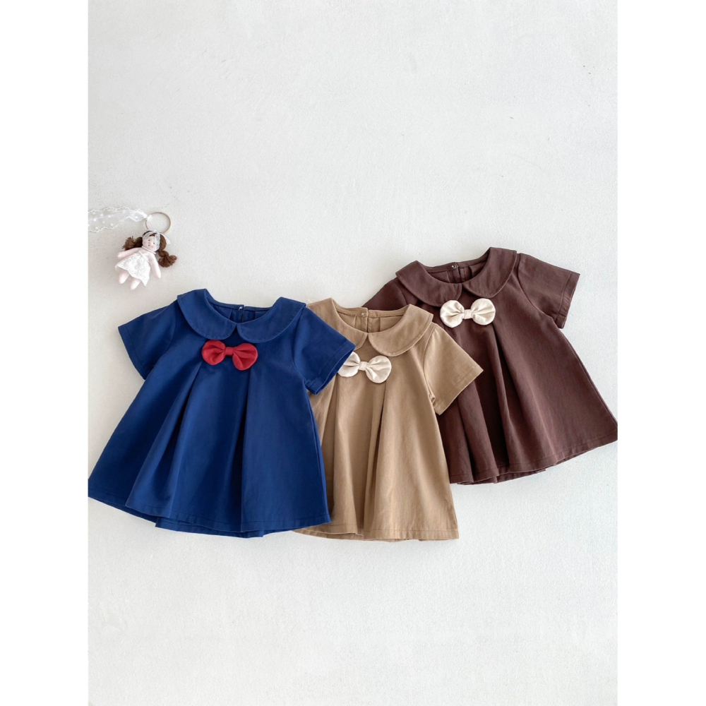 學院風蝴蝶結連身裙 童裝 女童洋裝 女寶洋裝 寶寶洋裝 兒童洋裝 女童裙子 女寶裙子 寶寶裙子 兒童裙子-細節圖4