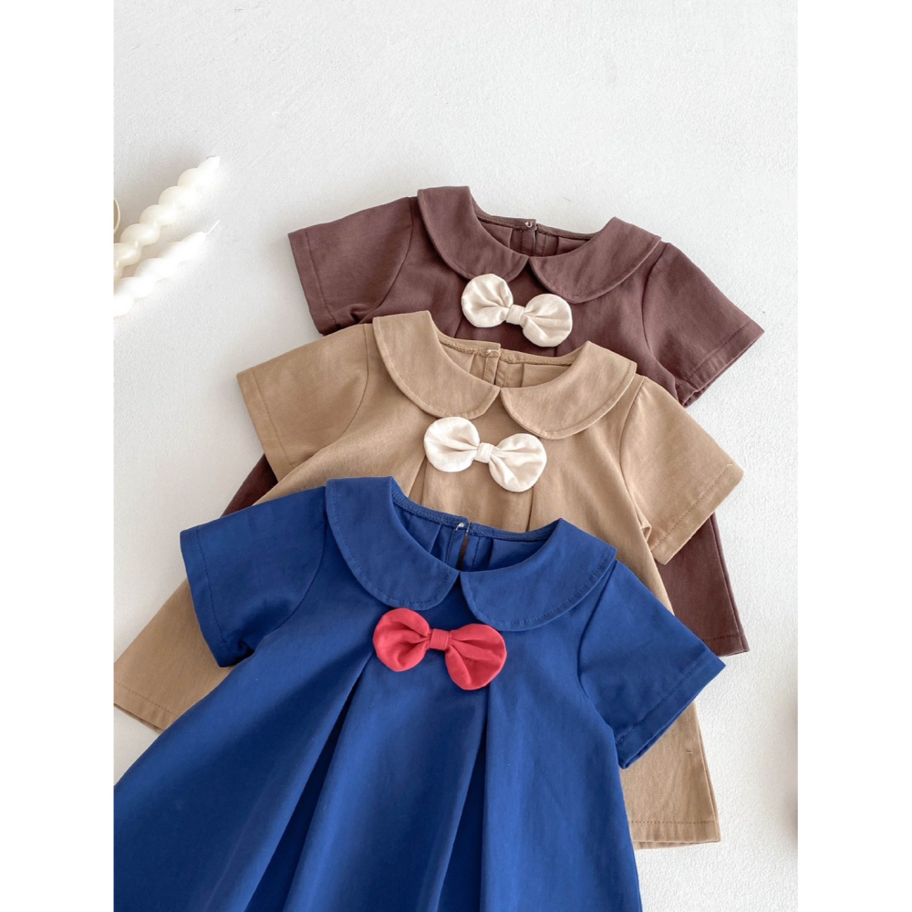 學院風蝴蝶結連身裙 童裝 女童洋裝 女寶洋裝 寶寶洋裝 兒童洋裝 女童裙子 女寶裙子 寶寶裙子 兒童裙子-細節圖5