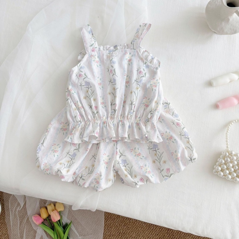 微風花語背心套裝 童裝 兒童套裝 寶寶套裝 休閒套裝 女童套裝 女寶套裝-細節圖2