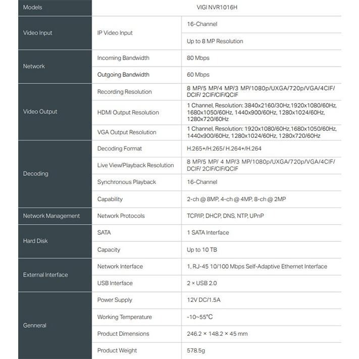 TP-LINK 昌運監視器 VIGI NVR1016H 16路 網路監控主機 監視器主機 (NVR)-細節圖4