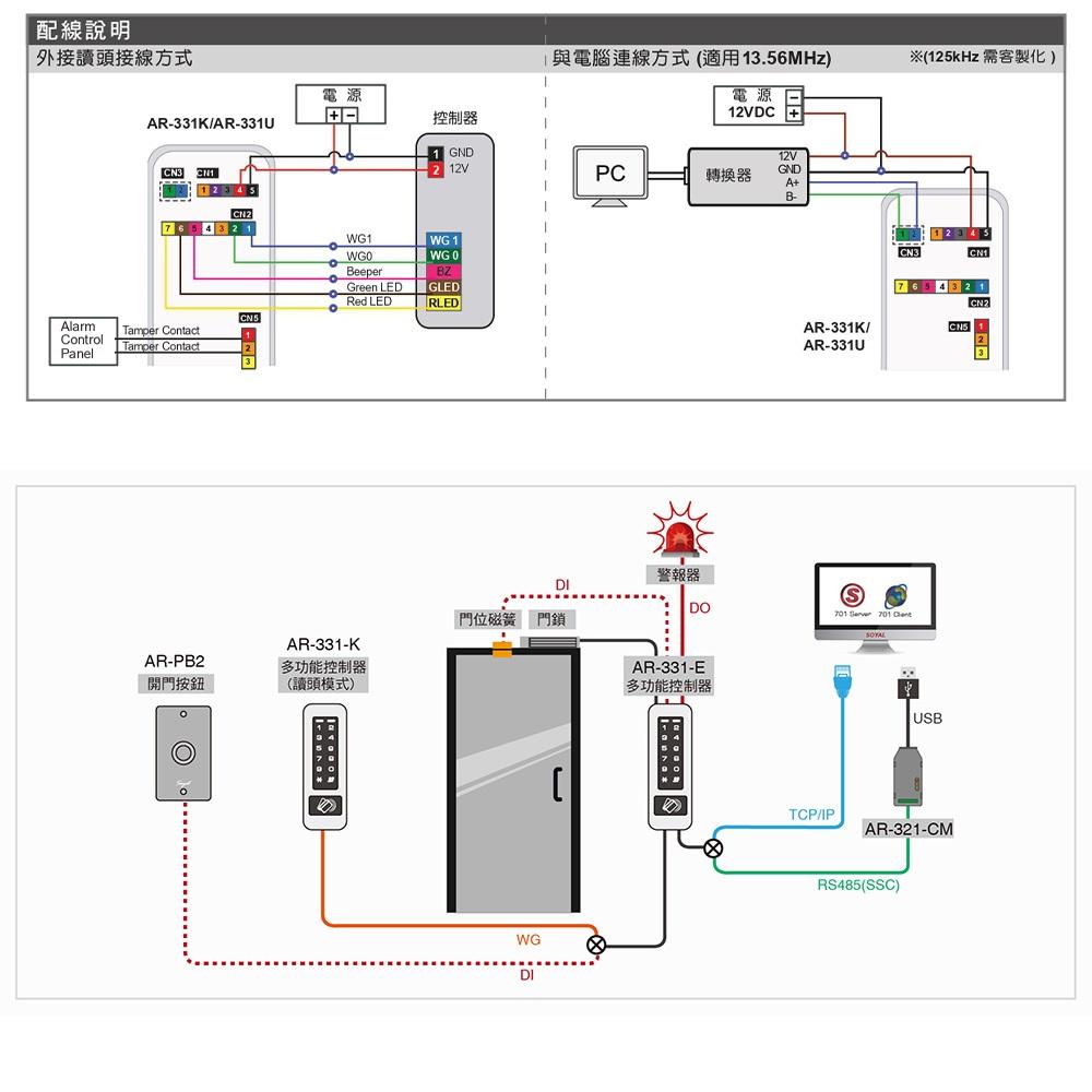 昌運監視器 SOYAL AR-331-K(AR-331K) E4 125K EM 鐵殼 按鍵鍵盤門禁讀頭 感應式讀頭-細節圖6