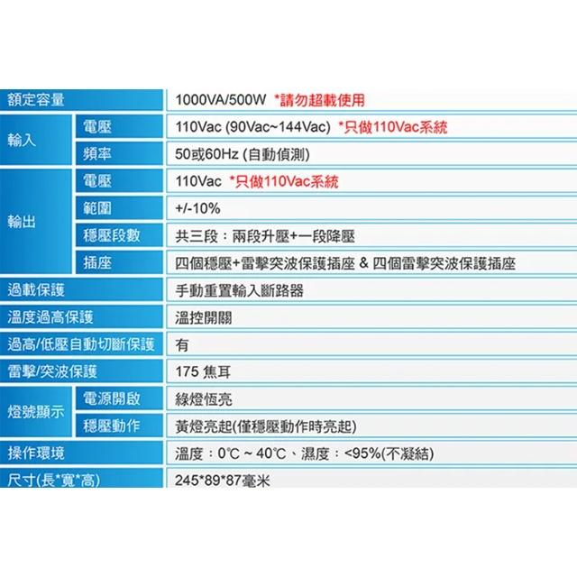 昌運監視器 IDEAL愛迪歐 PS-1000 1000VA 三段式穩壓器 全電子式穩壓器 AVR穩壓器-細節圖3