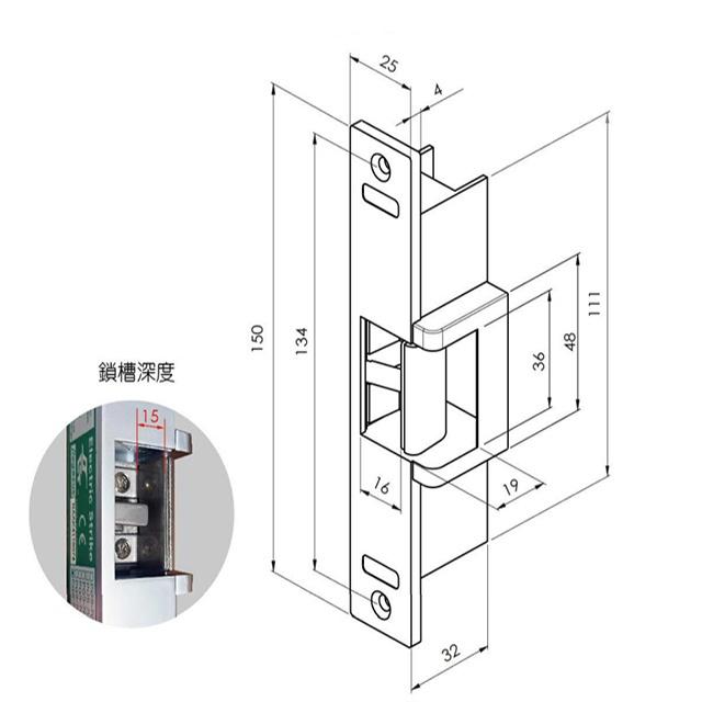 昌運監視器 PGS-701B-24V(EDM-106B) DC24V 送電開陰極電鎖 可搭機械方型鎖舌-細節圖4