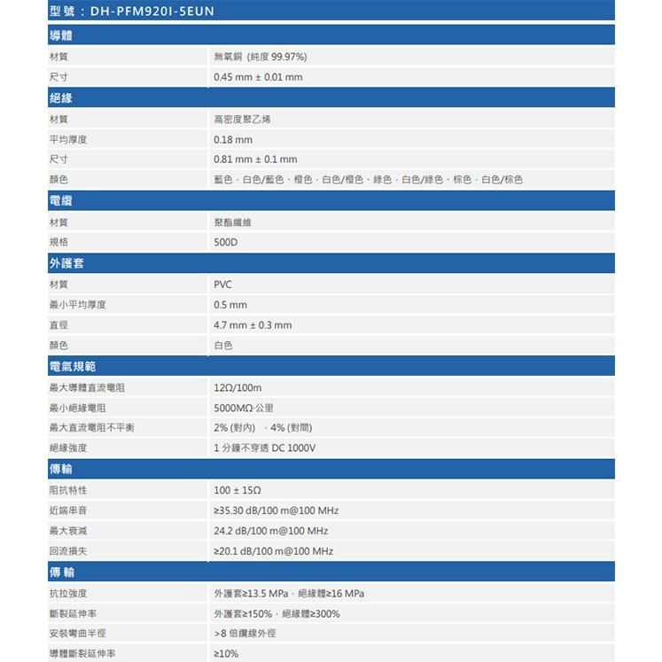 昌運監視器 大華 DH-PFM920I-5EUN 305M 305米 Cat5e 白色室內網路線-細節圖3