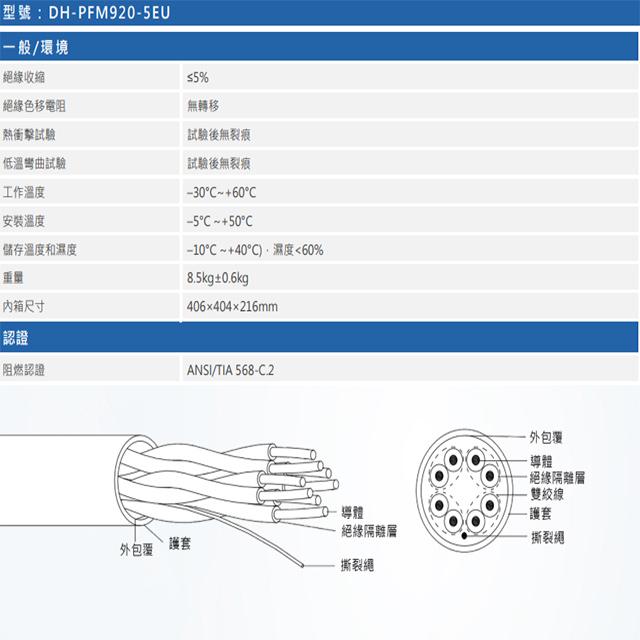 昌運監視器 大華 DH-PFM920-5EU 305M 305米 Cat5e 黑色屋外網路線-細節圖4