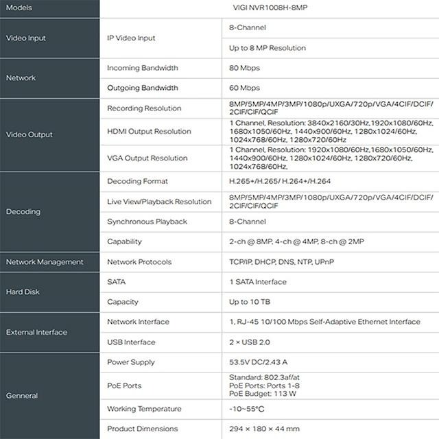 TP-LINK昌運監視器組合 VIGI NVR1008H-8MP 8路主機+VIGI C240I 4MP網路攝影機*6-細節圖3
