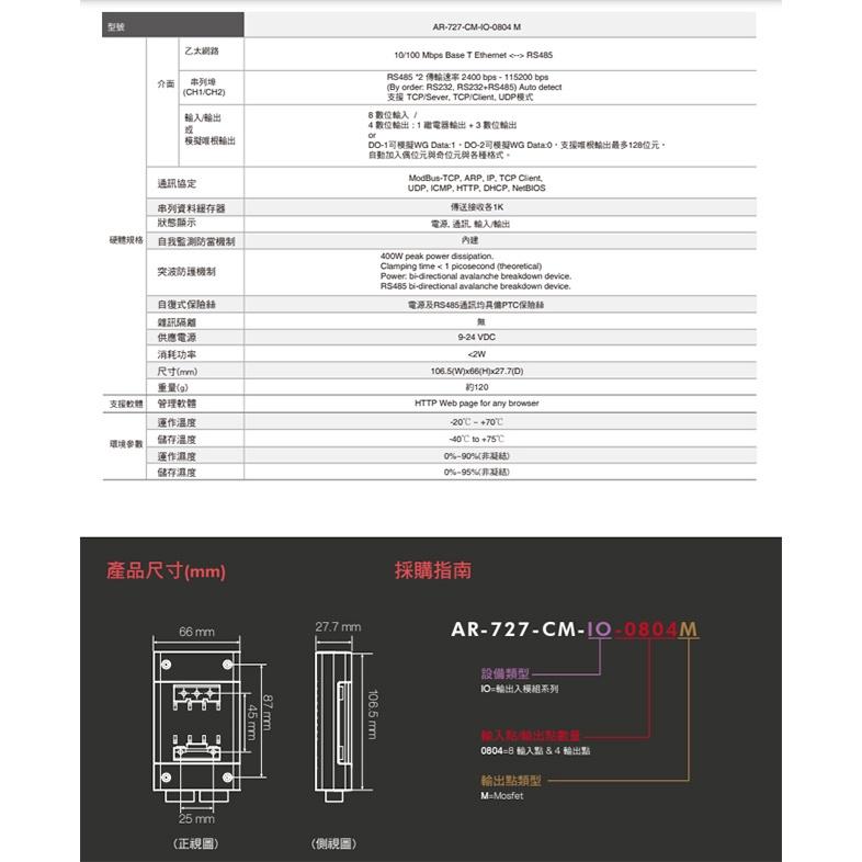 昌運監視器 SOYAL AR-727CM-IO-0804M 串列設備連網控制器(含I/O) 8埠輸入/3埠開集極輸出-細節圖3