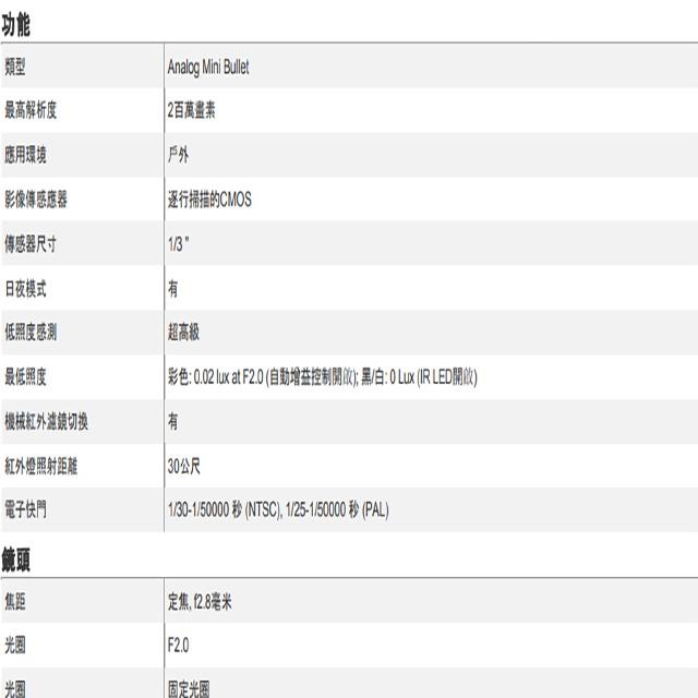 昌運監視器 ACTi Y31 200萬 迷你紅外線槍型攝影機 紅外線30M IP67防水 請來電洽詢-細節圖2