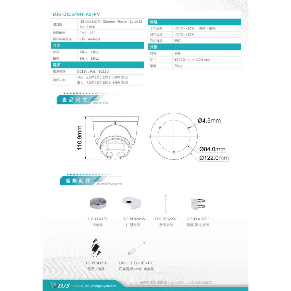 昌運監視器 DJS-DIC549H-AS-PV 500萬警報半球型網路攝影機 監視器 嚇阻攝影機-細節圖5