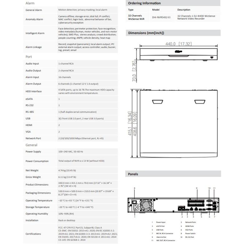 昌運監視器 大華 DHI-NVR5432-EI 32路 AI人臉辨識 NVR錄影主機 支援4硬碟 警報16入6出-細節圖3