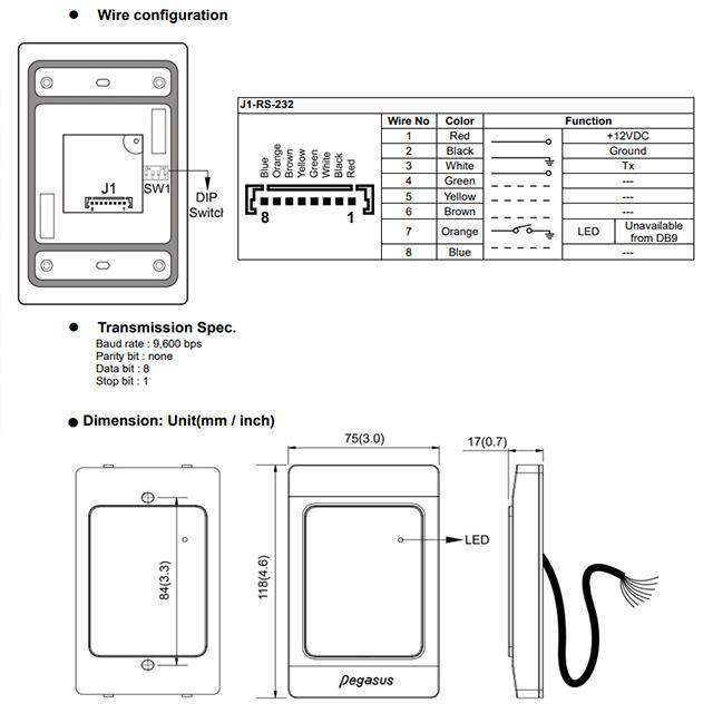 昌運監視器 PUA-310V1-0NM0R2 多功能 EM / Mifare 壁掛式感應讀頭-細節圖4