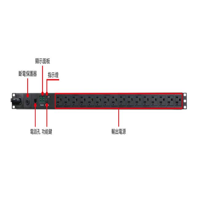 昌運監視器 PDU-20A16-BA 16孔 LED 電流顯示電源分配器-細節圖3