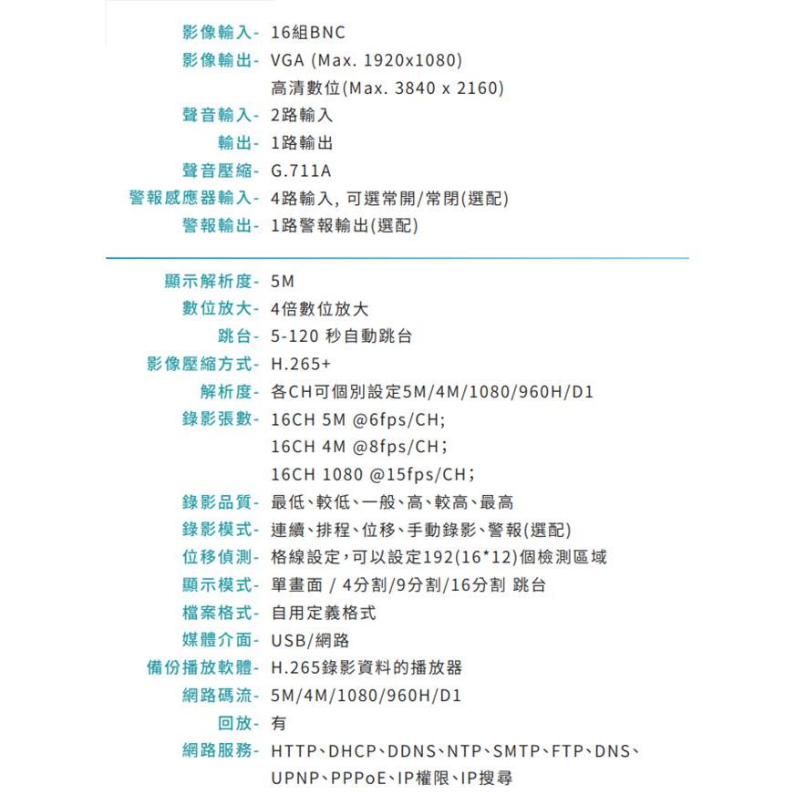 昌運監視器 VACRON VDN-DXF216 16路 5MP 影音錄影主機 支援雙硬碟 請來電洽詢-細節圖2
