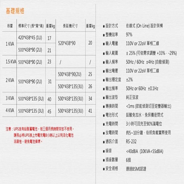 昌運監視器 飛碟 電武士 FT-610H-U 在線式 1KVA 220V 機架 UPS不斷電系統(請來電洽詢)-細節圖2