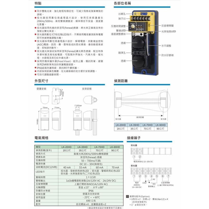 昌運監視器 Garrison LK-20HD 20M 雙軌相對式紅外線偵測器 7段位階LED指示-細節圖3