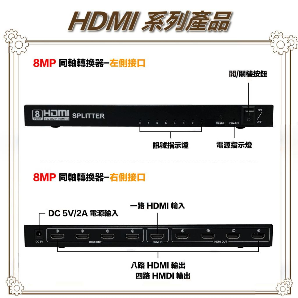 昌運監視器 HD-108SP 4K HDMI 一進八出影像分配器-細節圖3