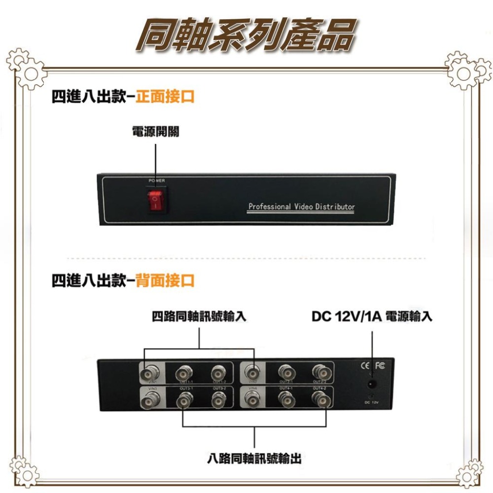 昌運監視器 HD-C408SP 同軸 4進8出影像分配器 AHD/CVI TVI/ CVBS-細節圖3