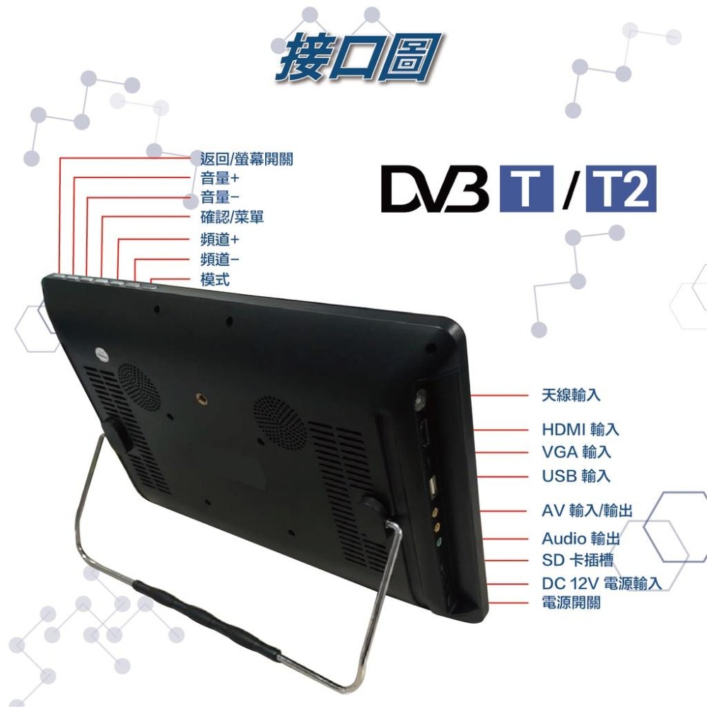 昌運監視器 HBS-120T2 12吋 電視多功能液晶顯示螢幕 1080P 60FPS 內建2000mAh電池-細節圖5