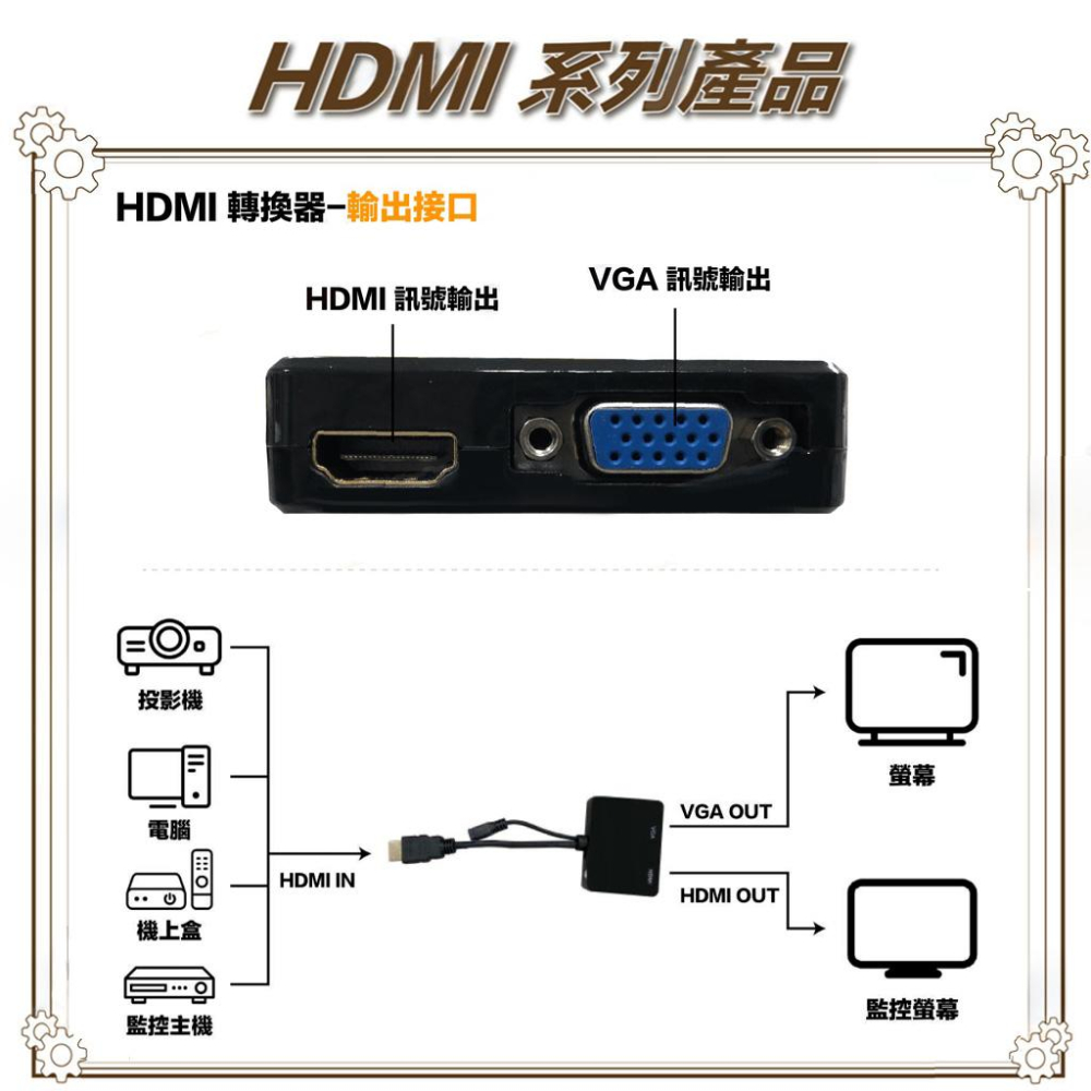 昌運監視器 HD-H101HV HDMI轉HDMI+VGA 轉換器 免電源-細節圖3