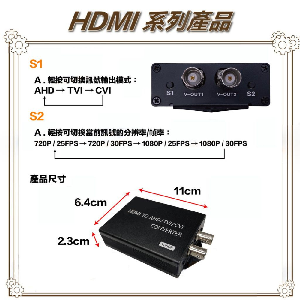 昌運監視器 HD-H101ACT HDMI TO AHD/CVI/TVI 轉換器 HDMI轉同軸-細節圖5