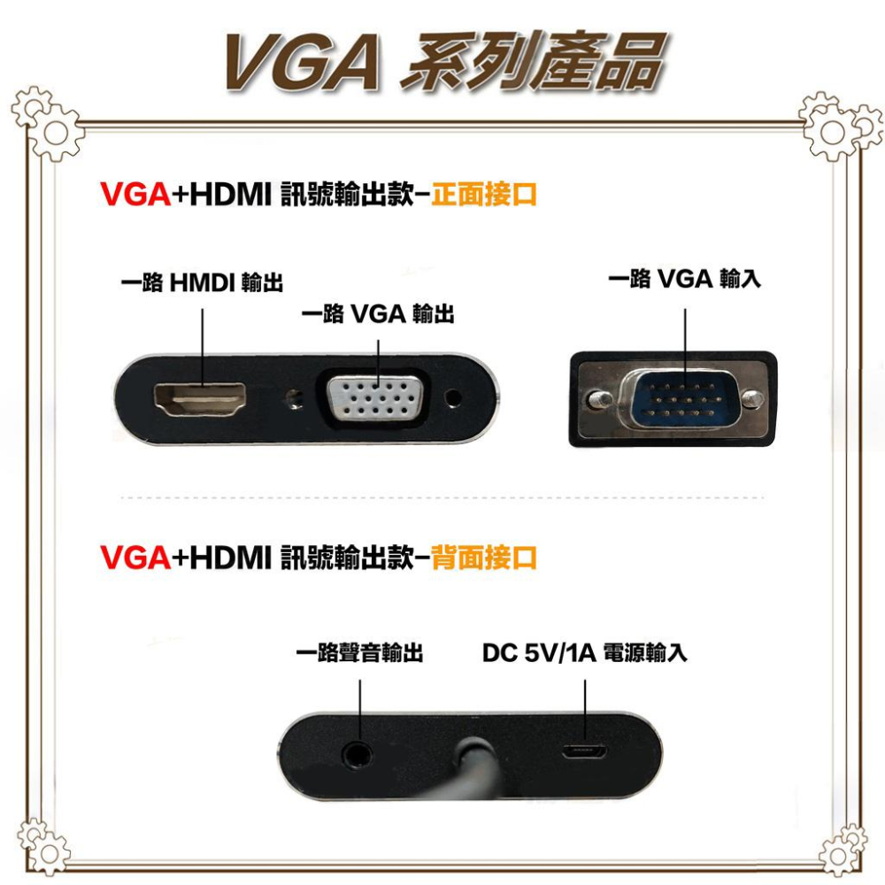 昌運監視器 HD-V101HV VGA 轉 HDMI+VGA 高清轉換器-細節圖3