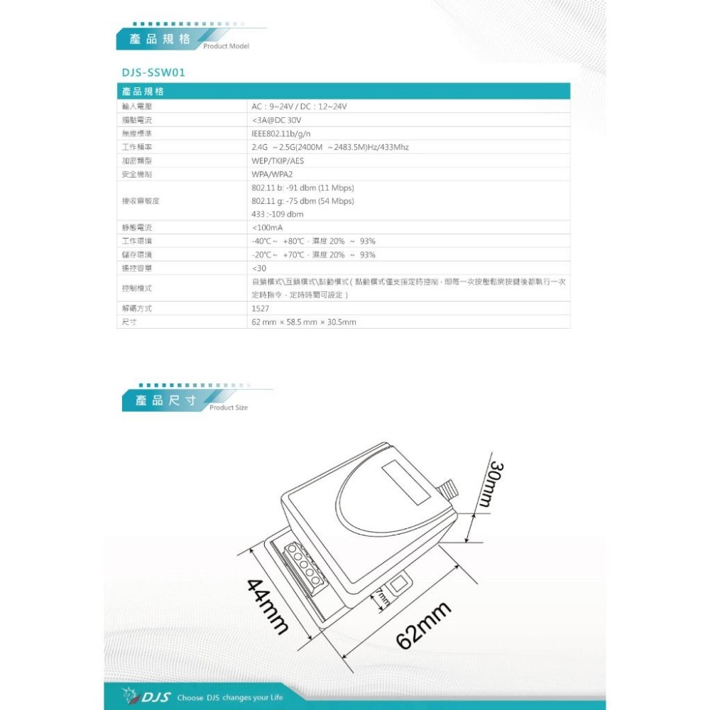 昌運監視器 DJS-SSW01 Wi-Fi 一路智慧接點開關 手機遠端接點控制 倒數 定時 暫態or常態控制-細節圖3